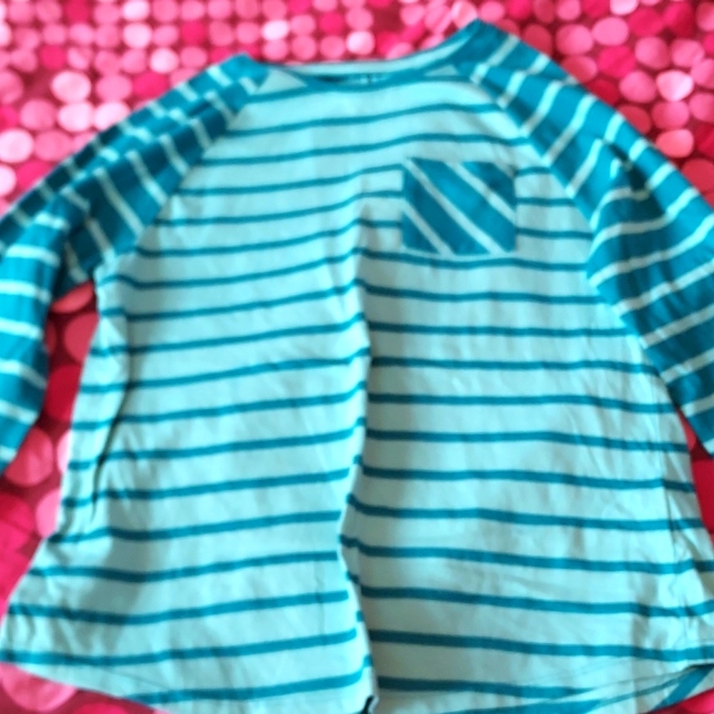 Falls Creek 14/16 Teal Striped Long Sleeve Shirt